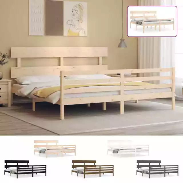 Estructura cama de matrimonio con cabecero madera maciza blanco vidaXL vidaXL