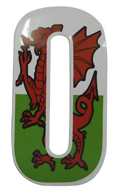 Self Adhesive Welsh Flag Waterproof Vinyl Wheelie Bin Numbers Stickers 7"