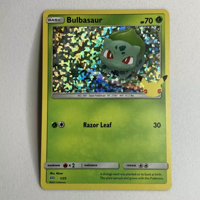 1x Pokemon Bulbasaur 1/25 HOLO 25th Anniversary Mcdonalds Promo 2021 Card x1