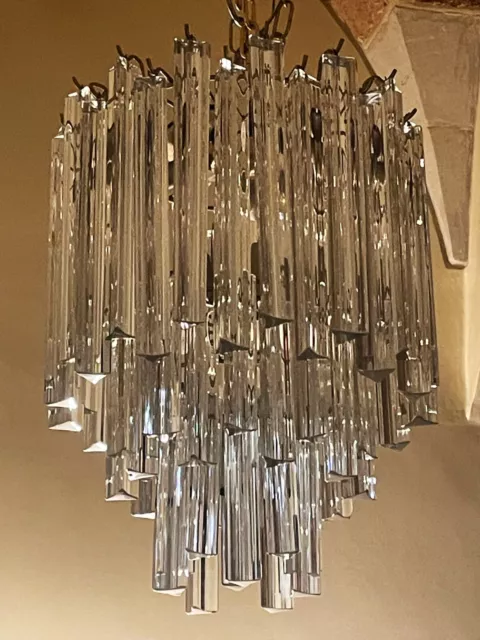 Lampadario in cristallo Murano Venini Trilobi di Murano, 1960, Midcentury