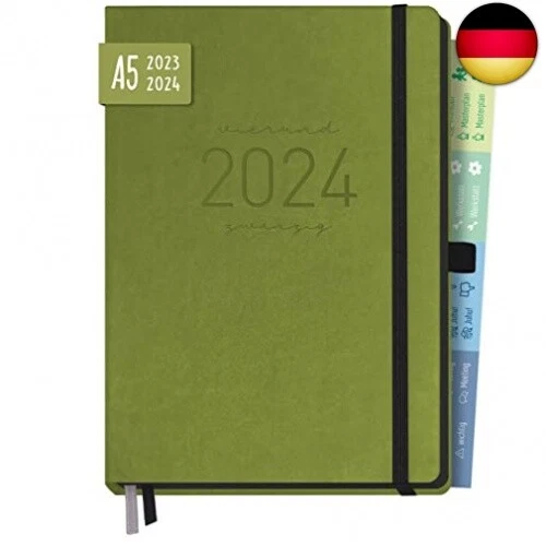 CHÄFFTIMER DELUXE KALENDER 2023/2025 A5 [Grün] Terminplaner 18 Monate