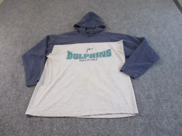 Vintage Miami Dolphins Shirt Men's Large Long Sleeve Hooded Cotton 2001 Adult*