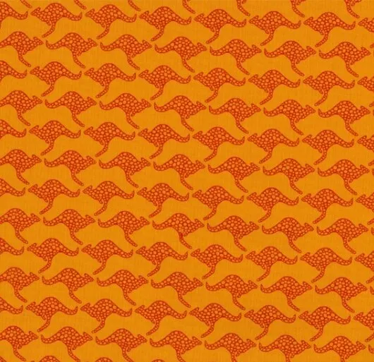 KANGAROO DESERT  ~ Ella Blue~  Orange  ~ Cotton Quilt Fabric ~ per FQ - 1/4 yard