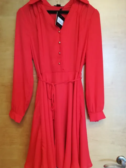 Debenhams red orange rust shirt dress knee length size 8 10 RRP £42 Bnwt  formal