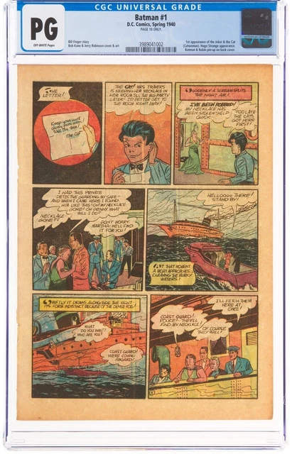 BATMAN #1  NG PG CGC HTF Catwoman Page 18 only 1940 Golden Age 1st Joker & Catwo