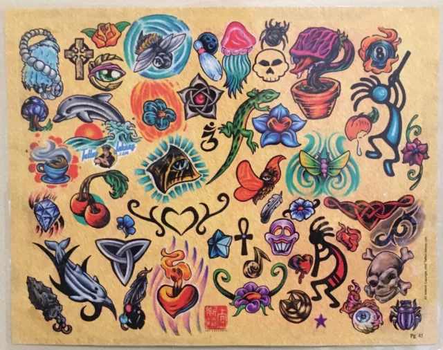 Tattoo Flash Single Sheet Print by Tattoo Johnny Various Small Designs 11” X 14”