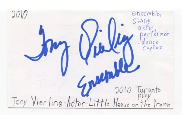 Tony Vierling Signed 3x5 Index Card Autographed Actor Little House