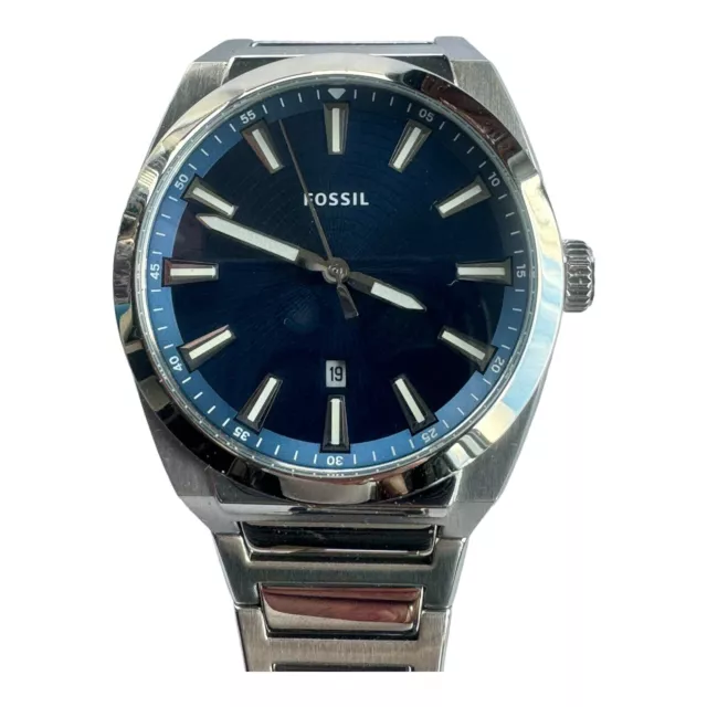 Fossil Everett FS5822 blau analog Edelstahl-Uhr-einfache Quarz-Herrenuhr(L3-846)