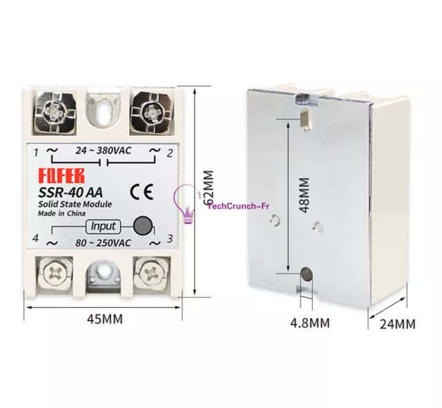 SSR-40AA 40A Solid State Relay Module 80-250V AC / 24-380V AC NEW