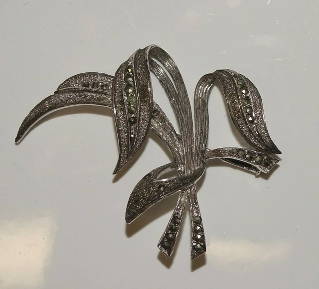 BELLE BROCHE ANCIENNE ARGENT Poinçon Charançon & MARCASSITES BIJOU ANCIEN BIJOUX