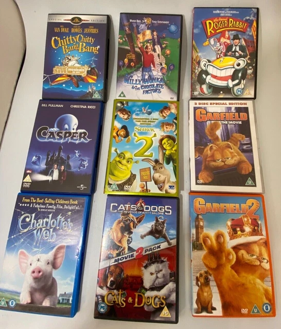 KIDS DVD, BUNDLE, 9x, Family Film, DVDs, Garfield, Cats & Dogs, Casper ...