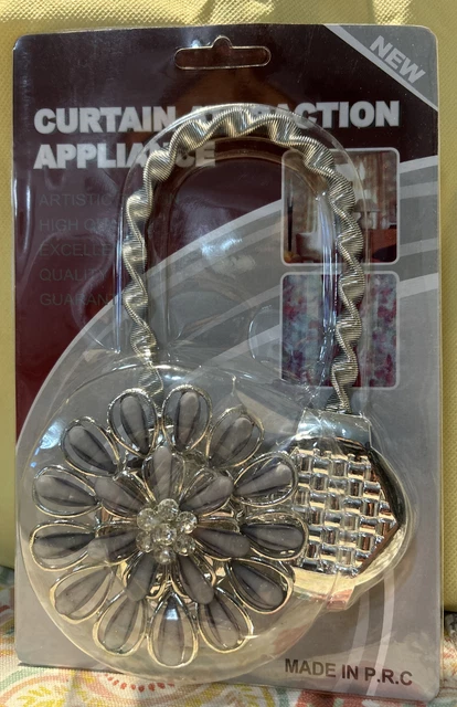 Magnetic Curtain Tiebacks 2 Packs Extendable Floral Drape Holder Decorative Clip