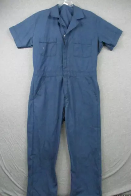 Vintage Big Ben Coveralls Mens Large Short Blue Mechanic Jumpsuit Garage Work