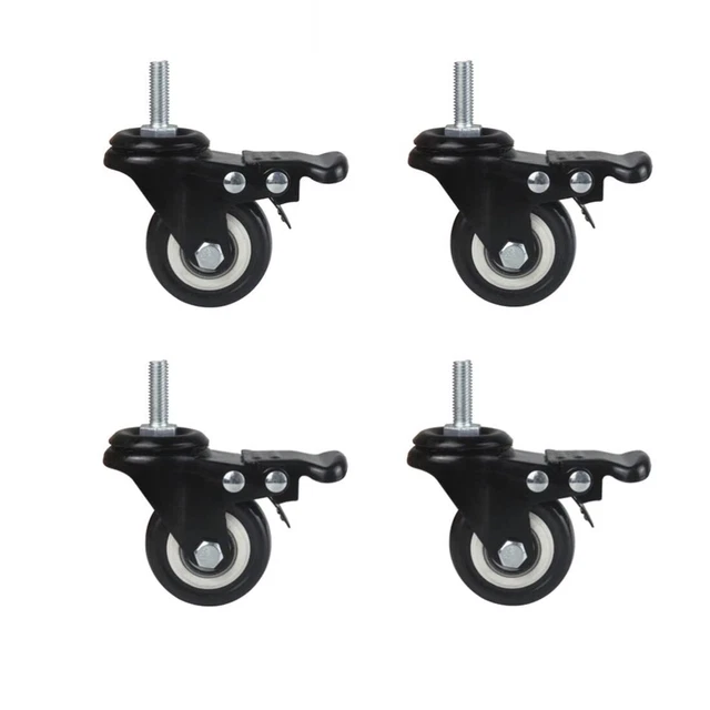 4Pcs 1.5 Inch Heavy Duty Caster Wheels Swivel Casters with Brake and M8 Threa...