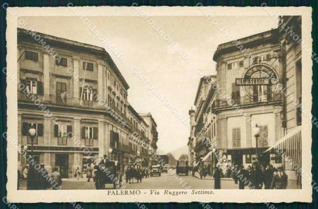 Palermo Città Via Ruggero Settimo Automobili cartolina RB9694