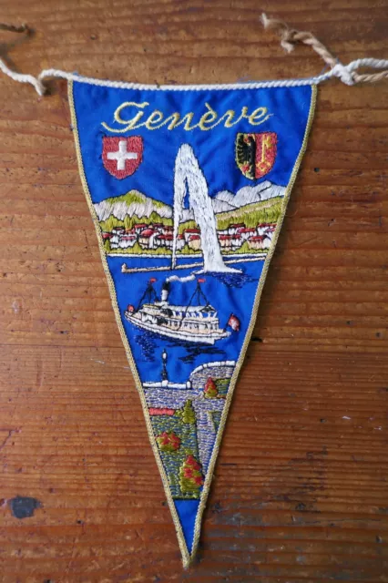 Geneve, Swiss  - The Camping Caravan Club - 1960's Cloth Banner or Flag