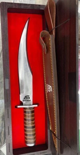 Couteau En Acier Damas Fabriqué À La Main Avec Étui En Cuir Et Coffret En...