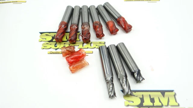 Lot Of 9 Freshly Sharpened Solid Carbide End Mills .3525" To .4360" Sgs