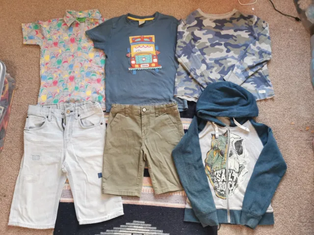 Gorgeous 6 Pc Boys Spring Bundle. 7-8 yrs. Shorts, T-shirt, Hoody By Frugi, Gap,