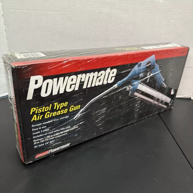 Coleman Powermate Pistol Type Air Grease Delivers 1200-6000 PSI New In Box