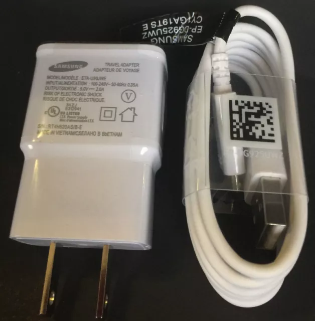 Samsung 2.0 Amp Wall Charger OEM for Galaxy Note 2 S5 S4 + 4ft 1.2M Cable