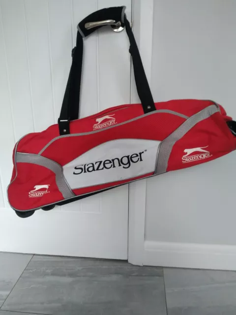 Slazenger Sports Cricket Bag Large Red White Travel Wheels