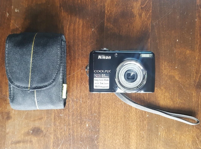 Nikon COOLPIX L23 10.1MP Digital Camera 5X Zoom AA Black Tested Working