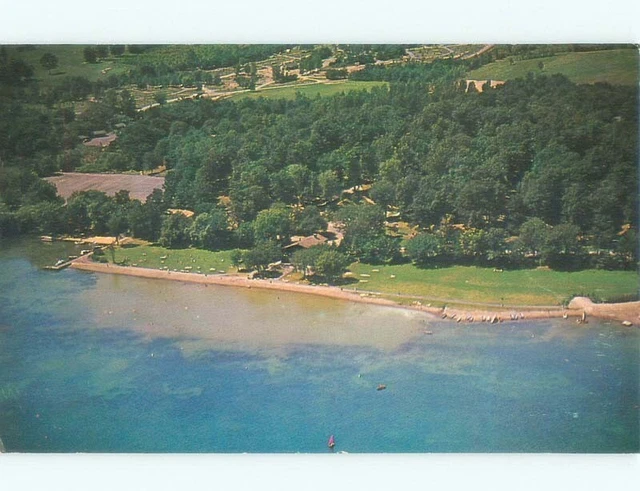 Pre-1980 AERIAL VIEW OF BEACH Cayuga Lake State Park - Ithica New York NY d7633