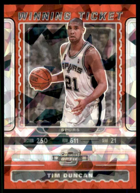2019-20 Panini Contenders Optic Winning Tickets Red Cracked Ice #19 Tim Duncan