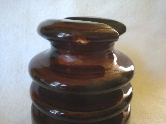 Vintage Locke Hi-Top 88 Porcelain Power Line Insulator Ceramic Brown 3