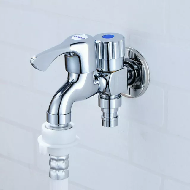 Two Handles Wall Mounted Faucet Cold Water Garden Faucet Two Water Outlets Y0X3 3