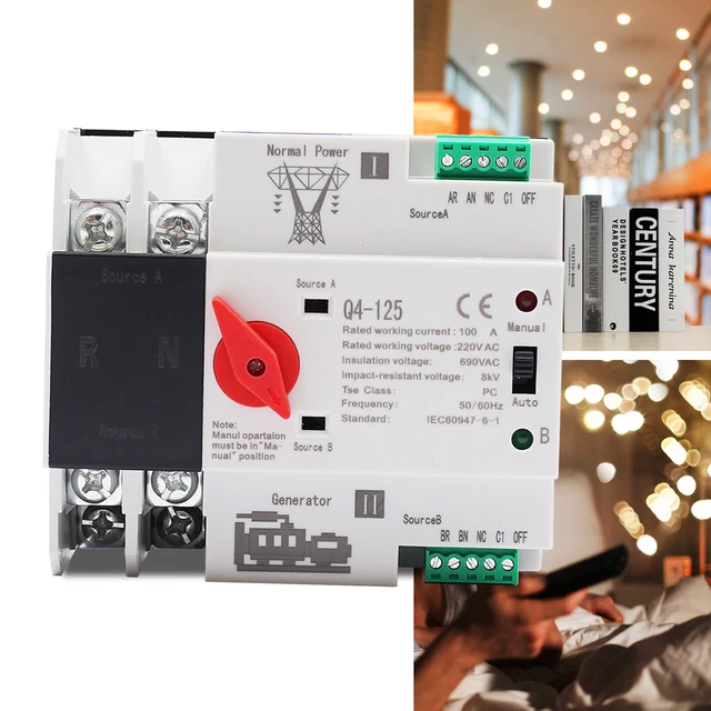 Interruttore automatico 2P doppio alimentatore interruttore transfer switch