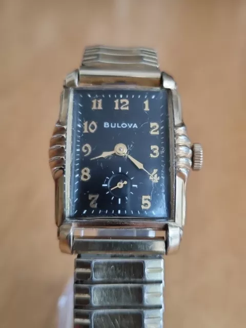 Seltene, Sehr  Schöne Vintage Bulova President Herenarmbanduhr Im Art Deco Style