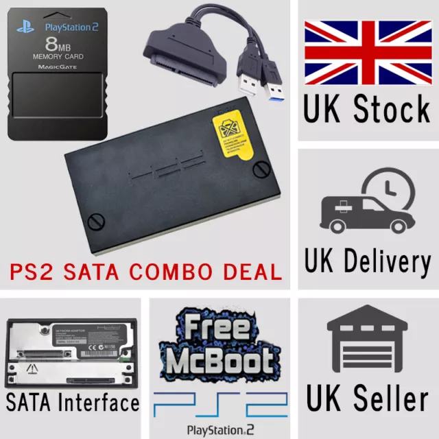 Sony PlayStation2 PS2 SATA Hard Drive Adaptor Adapter 8MB Memory Card McBoot USB