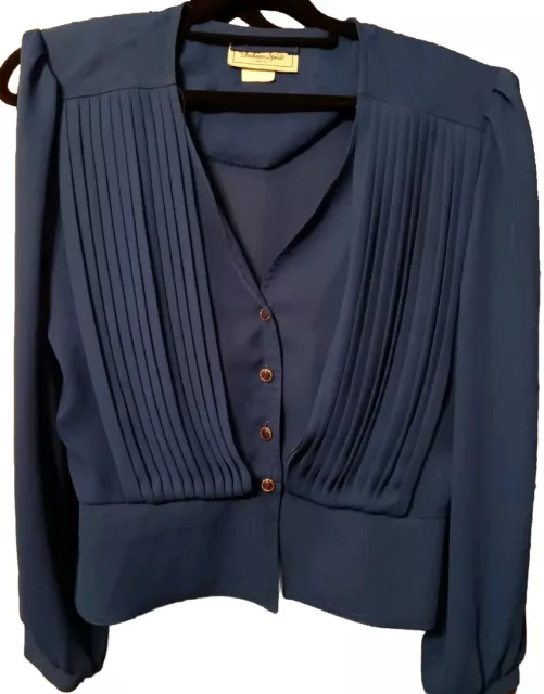 Cobalt Pleated Front Dressy jacket/Top Sz 14 - Fashion Spirit Brand