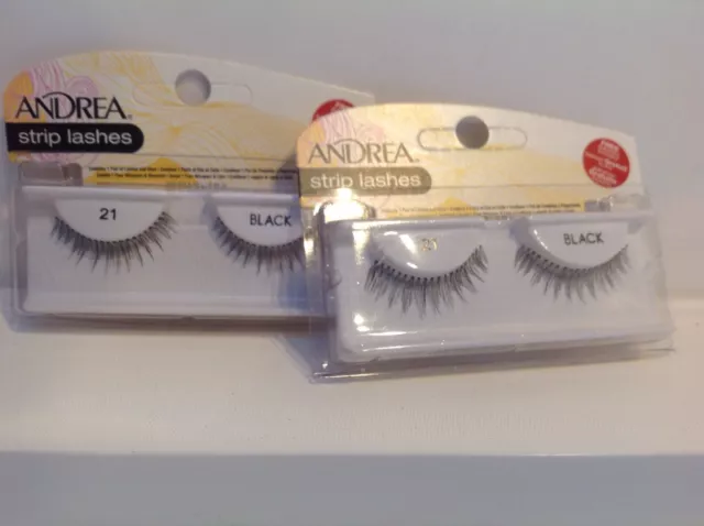 2X   Andrea Strip Lash Pair Style 21 black Includes Adhesive New Sealed
