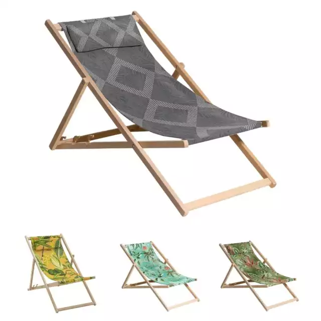 Madison Chaise de Plage en Bois Siège de Jardin Terrasse Balcon Extérieur Madiso