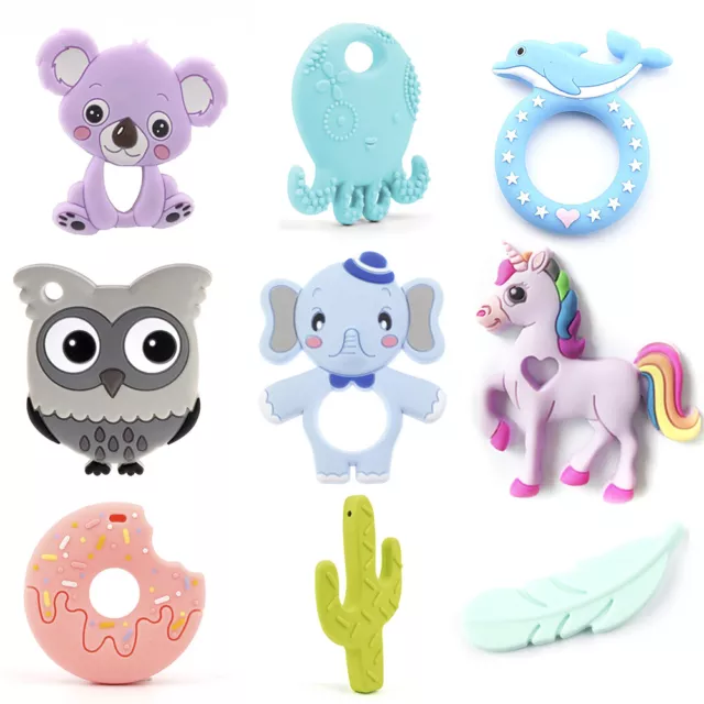 Silicone Elephant Unicorn Octopus Teether Teething DIY Baby Chewelry Sensory Toy