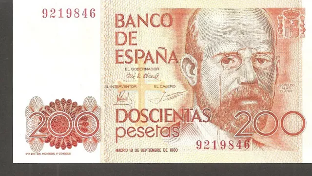 Billete De España 200 Pesetas 1980 Sin Serie Ebc