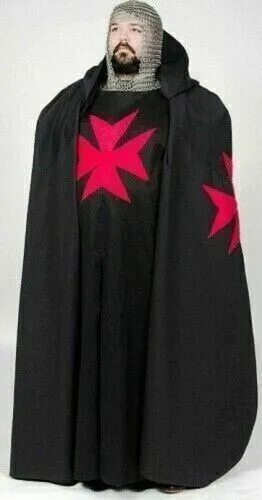 Medieval Red Templar Crusader Tunic Surcoat and Cloak LARP Costume For Men gift