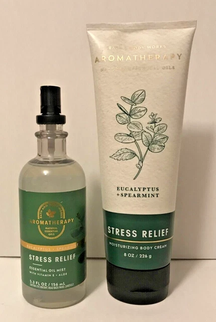 JUEGO DE 2 Bath & Body Works alivio del estrés eucalipto menta verde crema corporal niebla x 2