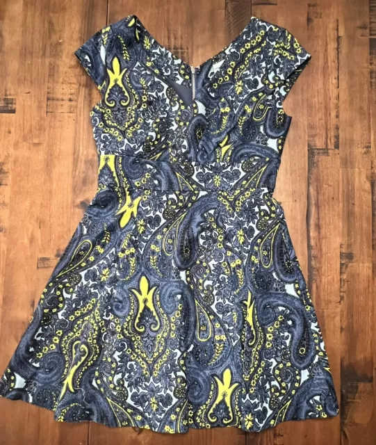 Plenty Tracy Reese Melanie Blue Paisley Print Floral Fit and Flare Dress 4P