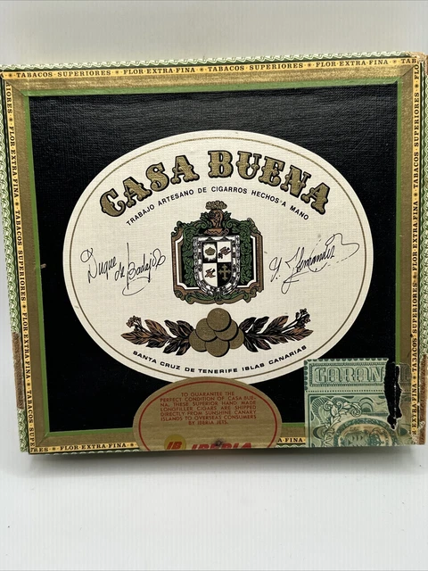 Casa Buena  Wood Cigar Box From Canary Islands Black And Gold