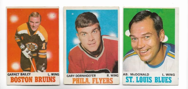 1970-71 OPC Hockey:Lot of 3 different