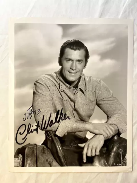 VINTAGE Clint Walker Autograph! INSCRIBED B&W Photo Western RARE Cheyenne TV