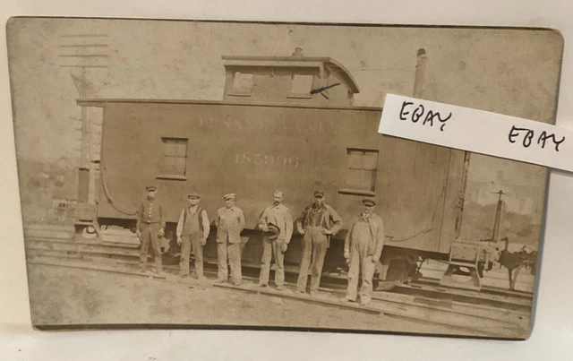 Old Pennsylvania Railroad Gallitzin Caboose, Work Crew Rppc Real Photo Postcard