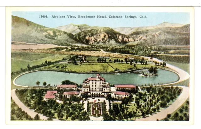 Airplane View of Broadmoor Hotel, Colorado Springs, CO 1915 - 1930 Postcard