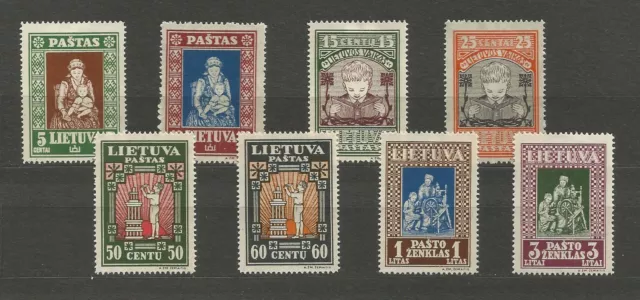 Lithuania Litauen 1933 MH* Mi 364-371 A Sc 277C-77K IVth Child iss perforated