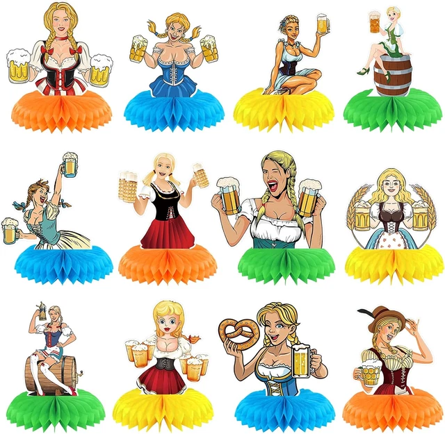 OUDQFCJ Oktoberfest Deko Set - 9-teilige 3D Bayern Party Dekoration
