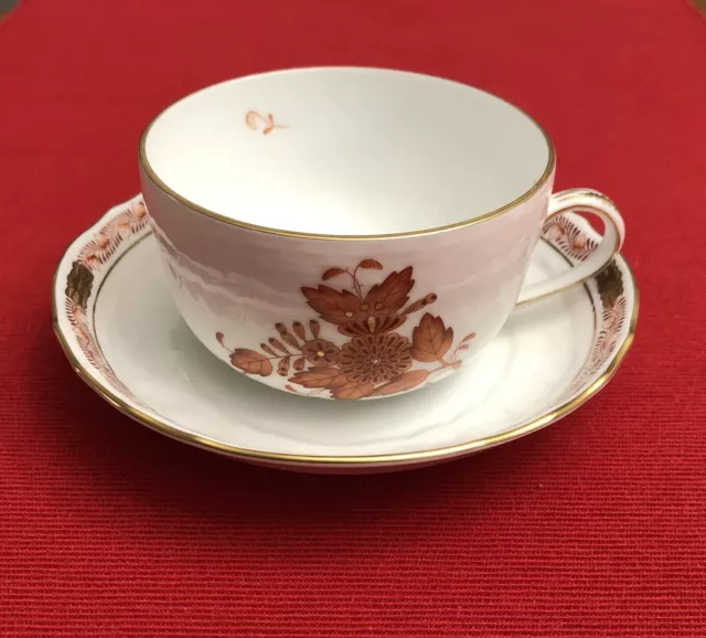 HEREND CHINESE BOUQUET AOG RUST 1726 Canton CUP & SAUCER Excellent